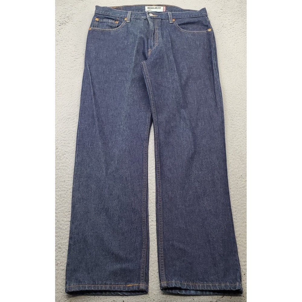 Levi's 505 Jeans Men 36x32 Blue Denim Dark Wash Red Tab Regular Fit Straight Leg